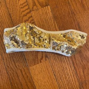 Gold Sequin Bandeau Top S